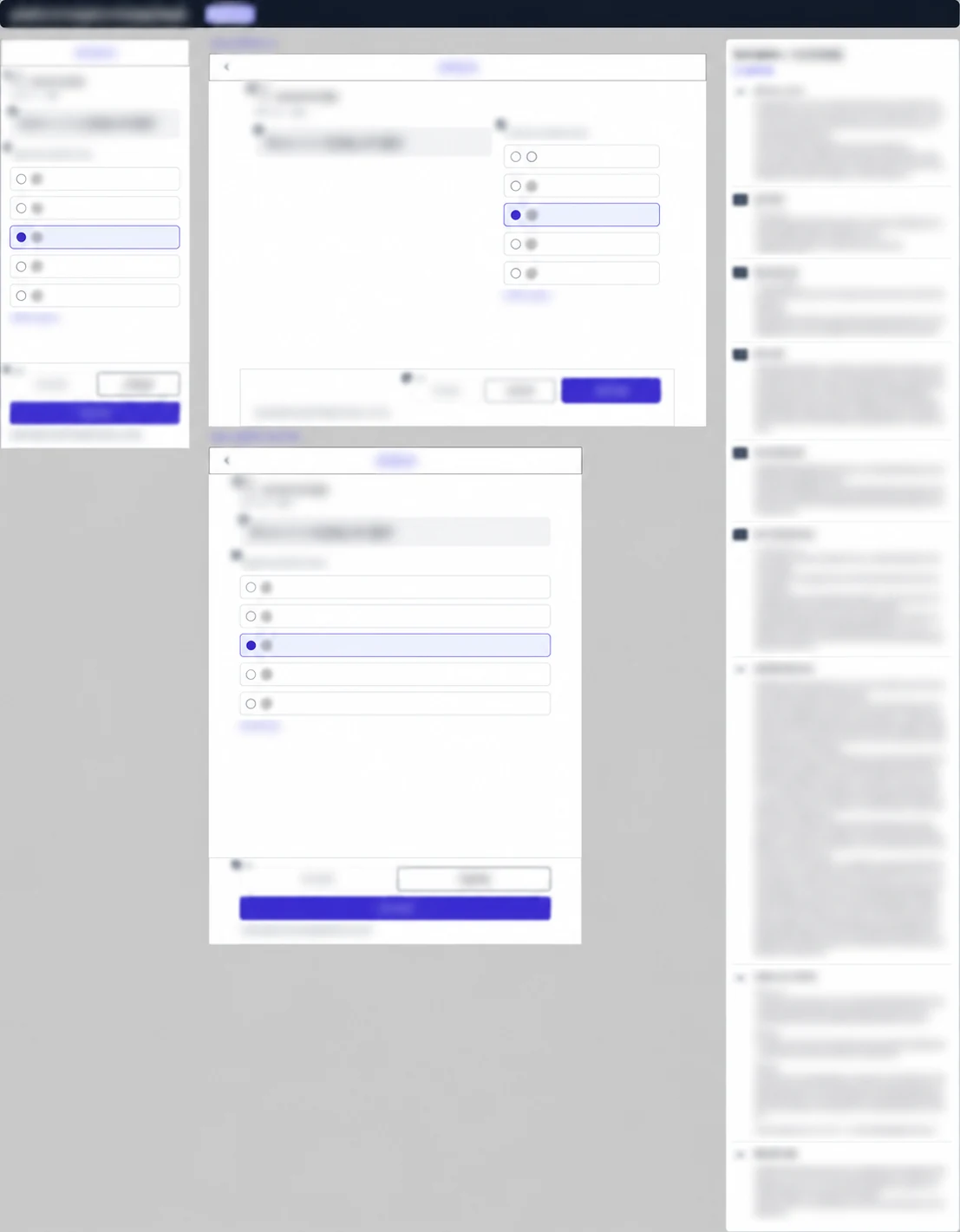 ETOOS EDU APP · 후속 범위 · 미니테스트 · Mobile / Tablet 실제 화면설계 산출물 블러 미리보기