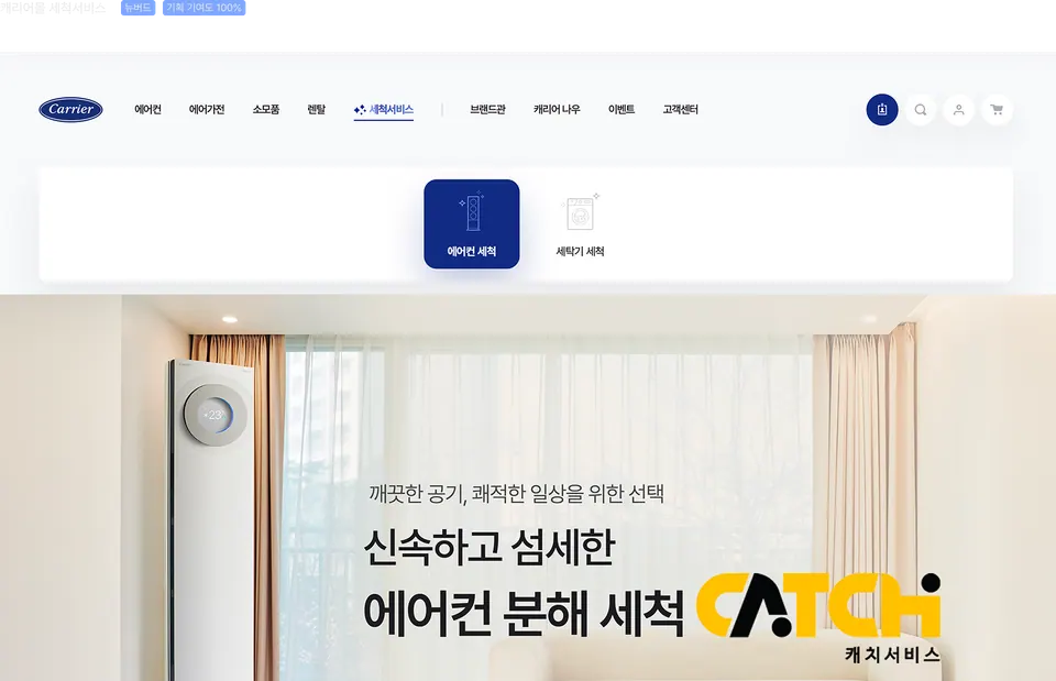 캐리어몰 세척서비스 페이지